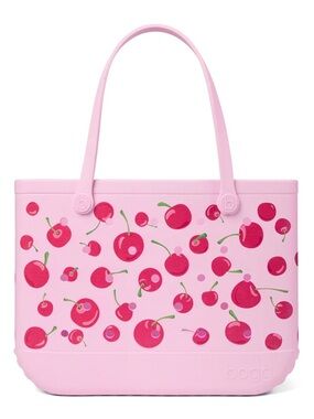 NEW BOGG EVA BAG X-LARGE WATERPROOF Pink Cherry On Top Print Tote 19x9x14” NWT